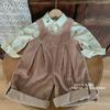 Liquidación no devuelve no cambia [orden racional] camisa de pana con estampado de dibujos animados para niñas con tirantes