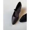 2026 Novo Estilo Preto Retrô Simples e Confortável Sapatos de Salto Alto Mary Jane para Mulheres, Estilo Francês Versátil Sapatos de Salto Grosso