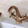 Grifo antiguo lavabo caliente y frío todo cobre copa de vino bambú un agujero alto y bajo retro baño negro fábrica antigua al por mayor