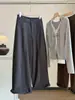 Pantalones de Pierna Ancha de Mezcla de Lana de Cintura Alta Petite para Mujer Otoño Nuevo Estilo Populares Sueltos Acortados Rectos Casuales Largos en Forma de Guadaña