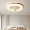 Luminária de ventilador de teto redonda simples a energia eólica grande para quarto infantil, quarto e escritório, com oscilação de 360 graus