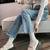 Jeans Azules Claros Elásticos para Mujer Primavera 2023 Ajuste Delgado Pantalones Cropped Adelgazantes para Personas Petitas