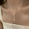 Collar de Gota de Agua de Diamante Cepillado Estilo Europeo y Americano para Mujer, Suave y Versátil, Cadena de Clavícula de Gama Alta, Collar de Nicho para Mujer