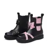 Nuevas Botas Cortas de Cuero para Mujer con Hebilla de Cinturón, Punta Redonda, Estilo Japonés, con Lazo, Botas Chelsea, Botas Martin, Zapatos de Estudiante de Tacón Bajo