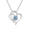 Collar de Plata de Ley S925 con Doble Capa en Forma de Corazón Incrustado con Diamantes de Amazon, Transfronterizo Europeo y Americano, para Mujer, con Doce Piedras de Nacimiento, Cadena Versátil para Clavícula