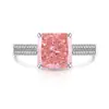 Transmissão ao Vivo Venda Quente Cor Vibrante Pedra Preciosa Corte Flor de Gelo Cravejado Diamante de Alto Carbono Anel Moda Clássica Transfronteiriça Europeia e Americana Dropshipping