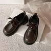 Zapatos Pequeños de Cuero con Suela Gruesa para Mujer 2024 Primavera Nuevos Estilo Británico Versátiles con Cordones Aumentadores de Altura Mocasines Uniforme Jk
