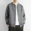 Tricô Popular Versátil Masculino de Malha Solta Tricô Bordado Masculino Jaqueta Cardigan de Botão