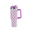 Taza Térmica Tablero de Ajedrez Generación 5D Gran Capacidad Taza Térmica de Acero Inoxidable 40oz Asa para Coche Portavasos de Coche
