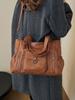 Bolsa de mão europeia e americana retrô cor sólida simples têxtil bolsa de ombro grande capacidade viagem viajante casual bolsa tote