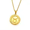 Pingente de Ícone de Signo do Zodíaco Novo Estilo Transfronteiriço Aço Titânio Banhado a Ouro 18K Corrente de Clavícula Colar de Casal Atacado