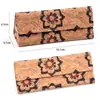 Estojo de óculos portátil multifuncional armazenamento de óculos de sol triângulo com textura de madeira dobrável estojo de óculos personalizado