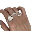 Anillo Coreano de Nicho de Personalidad Simple Combinable Elegante Estilo Frío Metal Irregular Corazón Amoroso Anillo Abierto para Mujer