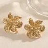 Pendientes de Flor de Aleación Europeos y Americanos Pétalos de Relieve Tridimensional Textura Exquisita Retro Moda Versátil Fabricante Pendientes Transfronterizos