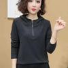 Suéter con capucha y cremallera para mujer, camisa básica de manga larga, top de moda que combina con todo, ropa para madre, otoño e invierno 2024