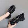 Mocasines sin cordones Nuevos 2023 Zapatos de mujer de suela gruesa con tacón grueso de una sola capa Zapatos de cuero estilo británico de otoño Zapatos de plataforma para mujer