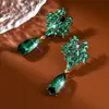 Pendientes colgantes de cristal con pedrería estilo lujo europeo y americano para mujer, accesorios para las orejas modernos, elegantes y versátiles