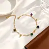 Pulsera de Acero de Titanio con Cuentas de Colores Dopamina Estética Estilo Francés para Mujer, Moderna, Sencilla, de Alta Gama, Lujo Ligero, Joyería Estilo Bohemio