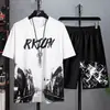 Traje de shorts de manga corta para hombre 2024 verano nuevo deportivo casual talla grande holgado Joker camiseta venta al por mayor comercio exterior