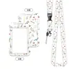Portatarjetas de plástico con estampado floral, portatarjeta de identificación para credencial de trabajo con cordón y hebilla retráctil, protector para credencial de empleado y tarjeta de autobús