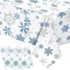 Toalha de mesa de plástico de Natal 54x108 polegadas design de floco de neve branco para festa de Natal de inverno interna e externa