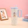 Taza Termo Personalizada de Acero Inoxidable 316 para Mujer con Buen Aspecto, Taza con Popote y Asa, Taza Portátil para Mantener Frío con Hielo para Coche