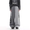 Calça Casual Patchwork Color Block Retro Americana Preguiçosa Outono Novo Solta Tendência Dança Perna Larga Japonesa Harajuku