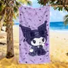 Toalha de Praia de Microfibra Kuromi Doce e Descolada com um Toque Feminino, Toalha de Praia Absorbente de Secagem Rápida Kuromi com Estampa Completa