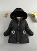 Chaqueta de algodón acolchada de longitud media para niñas, forrada de polar y engrosada, elegante y moderna, abrigo de algodón de moda con diseño de estrellas, especial de exportación de invierno