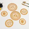 Jogo americano redondo de PVC com estampa hot stamping porta-copos decoração de mesa de restaurante ocidental base isolante térmica base para tigela doméstica lote E18