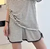 Pantalones Cortos Rayados en Contraste Blanco y Negro Estilo Coreano para Mujer, Nuevos de Verano de Cintura Alta Holgados Adelgazantes Casuales Delgados Rectos