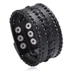 Amazon wish comercio electrónico transfronterizo suministro pulsera tejida retro de piel de vaca personalizada para hombre pulsera de cuero punk ancha