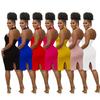 X5996 Transfronterizo AliExpress Amazon Moda Europea y Americana Vestido de Color Sólido con Cuello Envolvente sin Mangas y sin Tirantes para Mujer