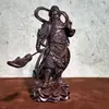 Talla en Madera de Ébano del Bodhisattva Kala Vairocana, Estatua de la Deidad Guardiana de Guan Yu, Madera de Templo de Madera Maciza para Uso en el Hogar