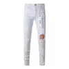 Jeans Skinny Blancos Rasgados con Parches para Hombre de Amr, Marca Europea y Americana de Moda de Calle, Pantalones Ajustados Elásticos Tendencia