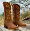 Estación Independiente Comercio Exterior Nuevo Otoño e Invierno Talla Grande Comercio Exterior Moda Europea y Americana Botas Martin Tacón Grueso Tacón Alto Bordado Botas para Mujer