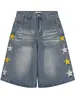 Calça Camuflada Vintage Lavada Versátil para Homens e Mulheres, Jeans Tendência Estilo Streetwear Americano Soltinho de Nicho Estrela