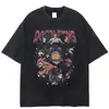 Camiseta de Anime Chainsaw Man para Hombre Camiseta Lavada Retro para Hombre Top Grande de Calle Alta Americana Street Harajuku Algodón