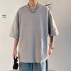 Camiseta de Manga Corta de Verano 2026 para Hombre, Estilo Trendy de Hong Kong, Corte Holgado, Cuello Redondo, Camiseta Base, Manga de Cinco Puntos, Camiseta de Una Pieza al por Mayor