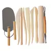 Juego de 10 herramientas para cerámica, herramientas de madera para tallar y dar forma, herramientas hechas a mano para escultura de arcilla y arcilla blanda
