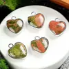 Piedra Natural Amatista Lapislázuli Lapislázuli 15 mm Colgante Borde de Amor Collar de Bricolaje Pendientes Accesorios de Joyería en Forma de Corazón