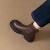 Botas de Nieve para Mujer 2026 Estilo Nuevo Botas Otoño/Invierno Cálidas Gruesas de Felpa Zapatos Grandes de Algodón Piel Suave Suela Gruesa Punta Redonda Forradas Botas Martin