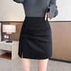 Falda de Lana para Mujer Otoño e Invierno Nuevo Estilo Plisada con Abertura Cintura Alta Efecto Adelgazante Falda de Línea A Estilo Sexy para Viajar Falda de Cadera