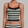 Arena Otoñal Estampado Retro Bloques de Color Rayas Ropa Deportiva Halter Falso Dos Piezas Cintura Ceñida Moldeador Tanque de Yoga para Mujer 1179
