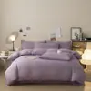 Nantong Textiles para el Hogar Clase A Estilo Ins Simple Color Sólido Dos Tonos Algodón Lavado Juego de Cuatro Piezas Ropa de Cama para Dormitorio de Estudiantes Funda de Edredón Juego de Tres Piezas
