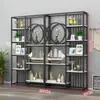 Partición Calada de Hierro Nuevo Estante de Almacenamiento Mampara de Entrada Estantería Gabinete Decorativo de Oficina de Pie Vitrina Multicapa