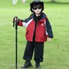 Conjunto de dos piezas para niño de primavera y otoño: Cortavientos de cuerda tejida con bloques de color, prenda exterior elegante y moderna para niños pequeños, top infantil, calidad de exportación