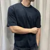 Camiseta Deportiva de Algodón Holgada para Hombre de Manga Corta Fitness Deportes Ropa Casual Cuello Redondo Pequeño Color Puro Camiseta Base de Media Manga Verano