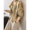 Verano Japonés y Coreano Nuevo Estilo Sentido del Diseño Cuello Vertical Simple Pechera Ropa Protectora del Sol Camisa de Estilista Chaqueta Top Corto Delgado para Mujer