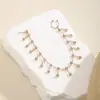 Pendientes de Joyería para Piercing de Estilo Étnico Transfronterizo Europeo y Americano para Mujer Cadena Clavos de Nariz Anillo de Nariz con Borla de Pedrería sin Perforación para Escenario